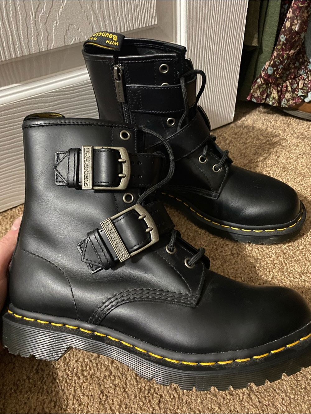 Dr. Martens Black Leather Combat Boots - Picture 2 of 7